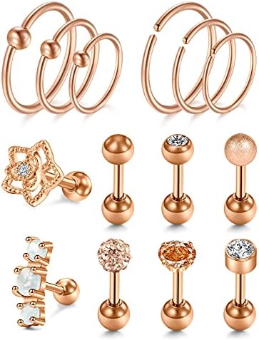 D.Bella 16G Clear UV Flexible Acrylic Lip Piercing Retainer Labret Studs Lip Ring Tragus Helix Cartilage Earring Stud Monroe Medusa Piercing Retainer