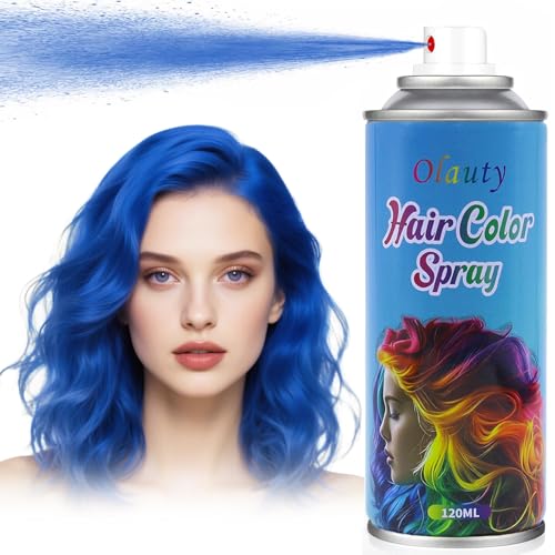 Blue Hair Spray, Temporary Hair Color Spray for Kids Women, Temporary Hair Dye, Blue Hair Dye, Washable Hair Color Wax Non-Sticky For Cosplay Party DIY, Halloween, Christmas (120ML)