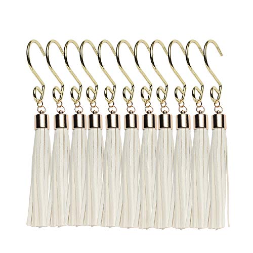 image for Aimoye Tassel Shower Curtain Hooks - Lovely Decorative Fringed s-Shape