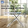 KADAX Asse da Stiro a Vapore Pieghevole con Altezza Regolabile, Supporto per Ferro con Caldaia, Presa Elettrica e Stiramaniche (Blu, 130 x 48 cm)