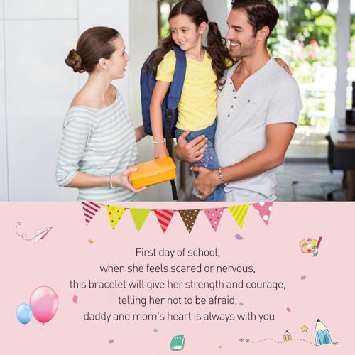 First Day of School Mommy and Me Matching Bracelet Set kindergarden Pre-K Back to School Gifts Adjustable Heart Clay Bead Jewelry for Mother Daughter Dad Son2