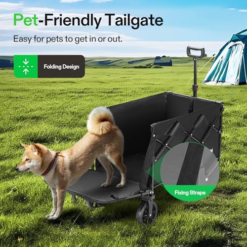 VIVOSUN Vagão dobrável com porta traseira, 150 kg, utilitário externo com rodas para todo o terreno,