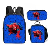 gdnwtstl Boys and Girls 3D Printing Superhero Backpack, 3-in-1 Spider Manga Backpack with Lunch Bag