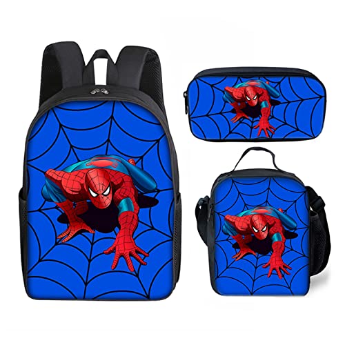 Gdnwtstl Boys And Girls 3D Printing Superhero Backpack, 3-In-1 Spider Manga Backpack With Lunch Bag And Pencil Case Zz02 #TOP19