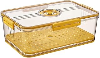 CottonColors Fridge Organizer, Food Storage Containers With Lids for Timer & Drain Board Stackable Refrigerator Organizers and Storage(Tall, Large, 4.5 L)