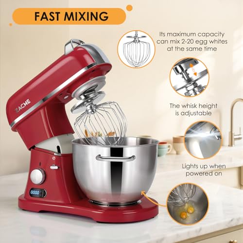 Image of ZACME 8.4QT Commercial Stand Mixer 800W with Aluminum Die Casting Meets the Standard of NSF /ANSI 8-2023, Mixers Kitchen Electric Stand Mixer with Stainless Steel 8L Bowl, Dough Hook, Whisk and Beater