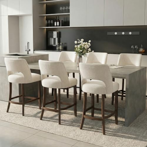 Image of VKNOW Bar Stools Set of 4, 26 inch Fabric Counter Height Bar Stools, White