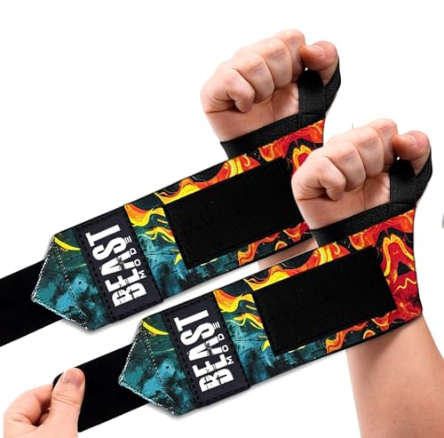 Image of STEIGEN FITNESS ULTIMATE FIRE PRINT Wrist Support Wraps,Wrist Bands For Exercise,Wrist Straps For Gym (FIRE)
