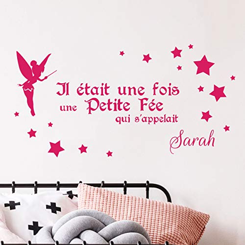 Stickers Prénom Personnalisé | Sticker Autocollant Il était une fois - Décoration Murale Chambre Enfant | 1 Planche Fée de 20 x 40 cm et 1 planche Alphabet 40 x 25...