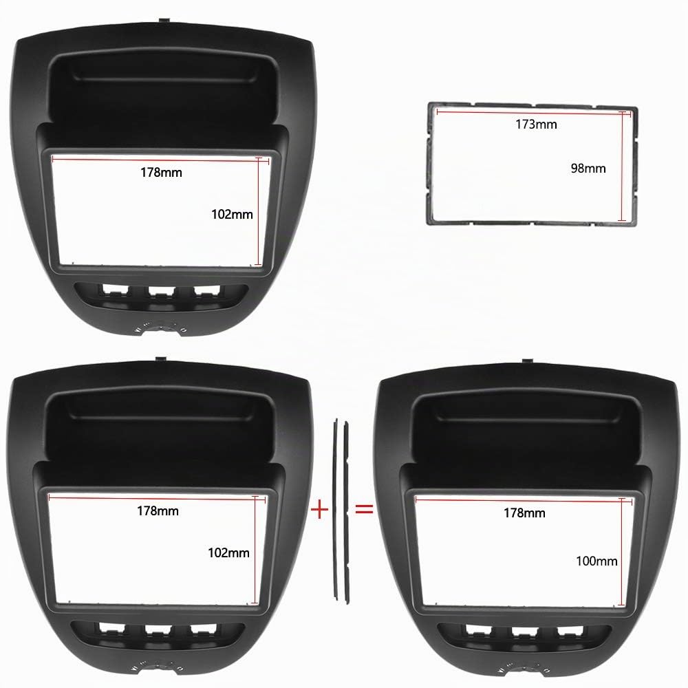 KAOLALI Mascherina Autoradio 2 DIN, Kit Montaggio Autoradio Compatibile per Toyota Aygo Citroen C1 Peugeot 107 2005+