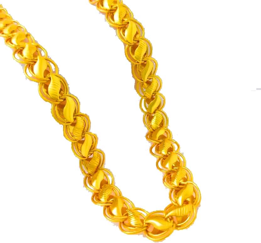 DMJ21Inch Premium Finely Detailed Handmade Chain in Gold Plating Gold-plated Plated Stainless Steel Chain (D-FLW-02) For Unisex Adult