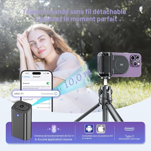 Poignée magnétique Magsafe avec télécommande Bluetooth pour iPhone et Android Blanc - 4