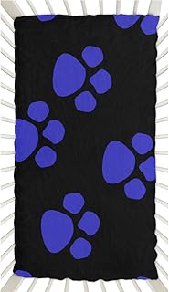 Paw Pattern Print Crib Sheets for Boys, Girls Machine Washable Soft Cozy Microfiber Fitted Crib Sheet for Standard Crib and Toddler Mattresses Boys Girls 28x52 Inch