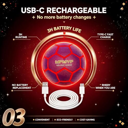 HITEGY Rechargeable Light Up Soccer Ball