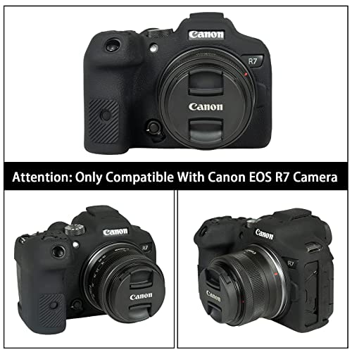 Easy Hood Camera Case For Canon Eos R7 Mirrorless Camera, Anti-Scratch Soft Silicone Rubber Case Protective Body Housing Protector Skin Cover-Black #TOP2