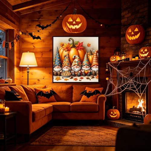 Image of KYOQFVN Halloween Stamped Cross Stitch Kits - Gonme Counted Cross Stitch Kit - 11CT Cross-Stitch Patterns Dimensions Needlecrafts Embroidery Kits Kit for Home Decor 14x14 Inch