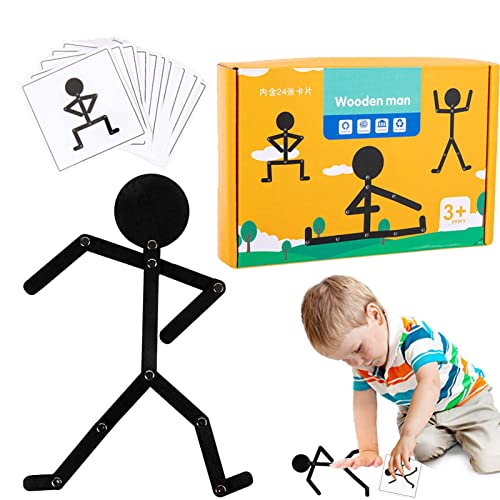 Puzzles pour Enfants - Puzzles en Bois pour Homme Sportif avec 48 Postures | Jeu éducatif de Puzzle en bâton de Bois pour l'entraînement de la motricité Fine Hongfu Cover