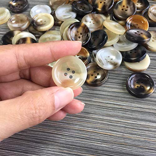 Midube 30 Pcs Resin Sewing Buttons With 6 Matte Pattern Size 4 Holes Round Craft Buttons For Sewing Diy Crafts Manual Button Painting Handmade Repair Cloth Mixed Color (Brown 20Mm) #TOP2
