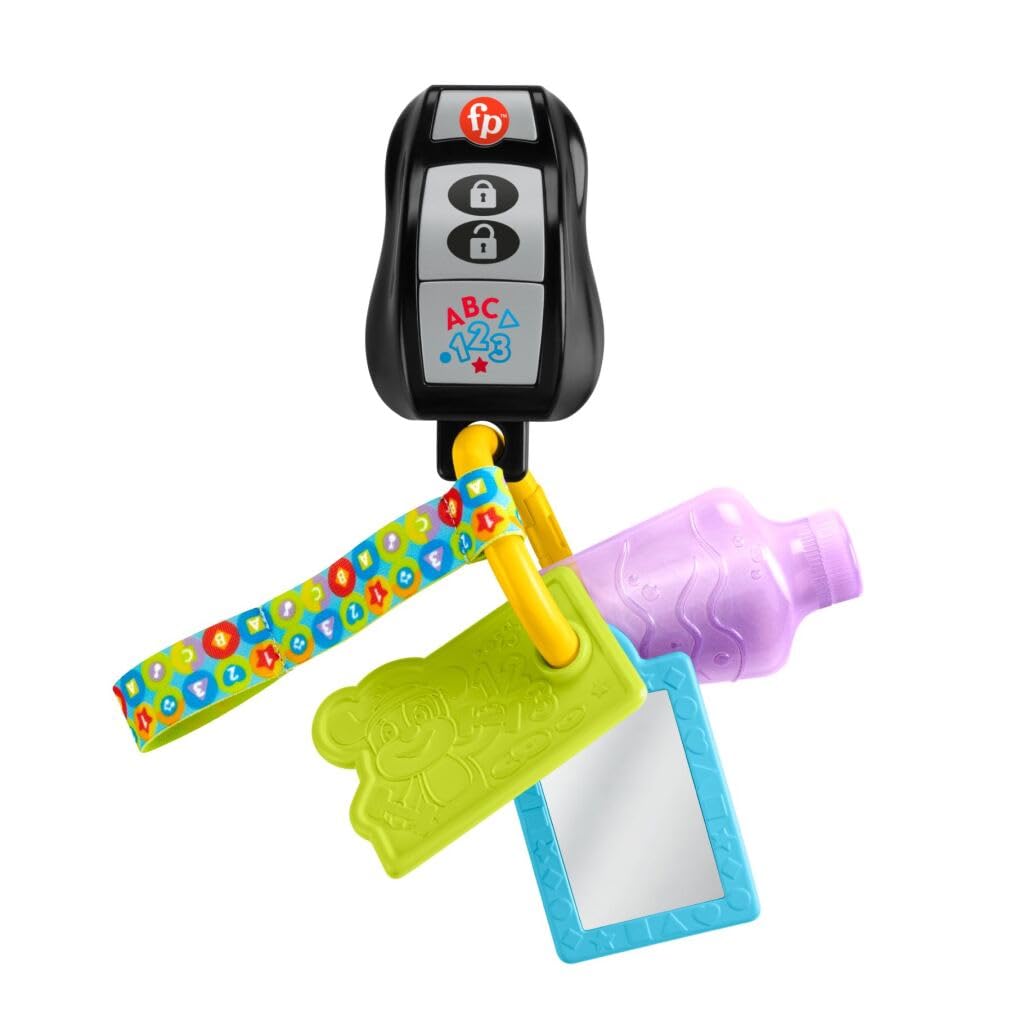 Fisher-Price Learning and Play Fun Baby Music Toy Learning Fun Keychain with Teething Ring and Mirror for Children from 6 Months