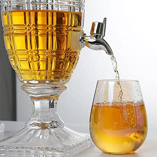 Image of Glass Dispenser with tap-Glass Cold Water Mason Jar | Beer Dispenser | Drink Dispenser | Mason Jar | Glass Pitcher with tap | Spigot and Steel lid | Water Pitcher for Detox Water (Color 26)