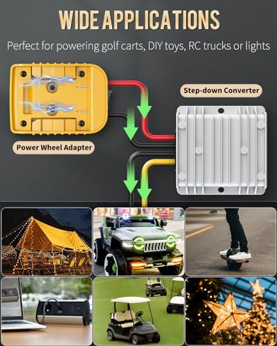 Vibit 20 V to 12 V Step-Down Converter for Dewalt Battery, DC Power Adapter, Voltage Reducer Transformer 180 W Buck Converter Regulator for Golf Cart RC Car Truck Light & DIY (with Switch) - Image 6