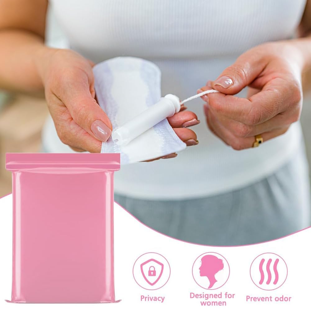 200 bolsas higiénicas para compresas sanitarias, 15 x 10 cm, bolsas de eliminación de tampo, bolsas higiénicas femeninas (rosa)