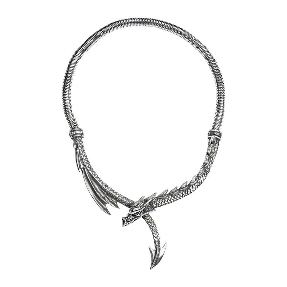 Alchemy Gothic Dragons Lure Necklace Donna Collana colore argento