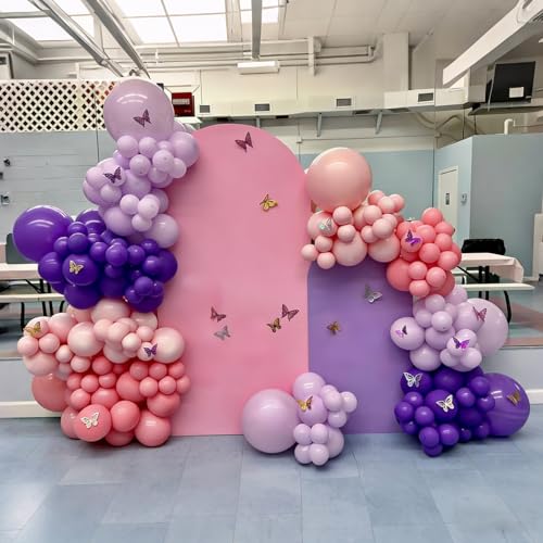 Image of Lukiituke Pink and Purple Balloon Arch Kit, 134Pcs Pink and Purple Balloons | 4 Sizes Latex Balloons for Wedding Bridal Baby Shower Birthday Party Decorations
