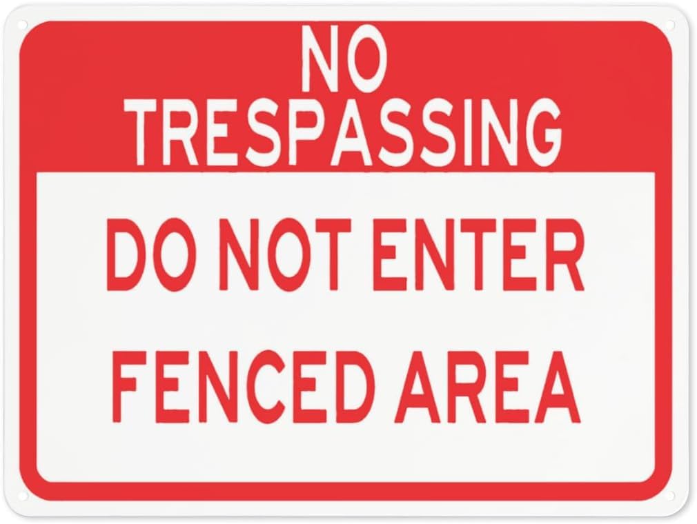 Warning Notice Danger DO NOT Enter Fenced Area Rust Free Aluminum Tin Sign - Traffic Safety Decor with Pre-Drilled Holes for Workplace, Secure Zone - 12x8 Inch​