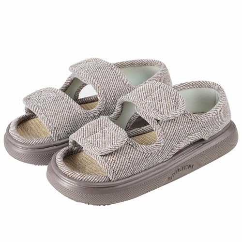 Ibluelover Diabetic Sandals for Women Men Open Toe Diabetic Slippers Extra Wide Non Slip Adaptive Sandals Edema & Swollen Feet Diabetics Shoes Breathable Arthritis Post-op Elderly Sandal Footwear