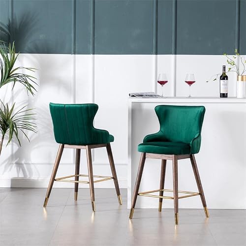 Roundhill Furniture Leland Fabric Upholstered Counter Height Wingback Stools, Set Of 2, Green #TOP2