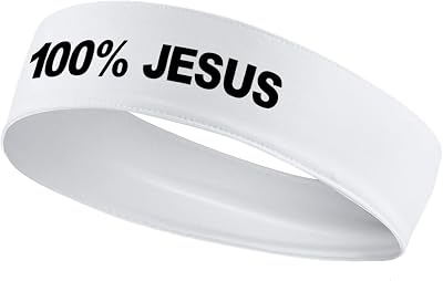 Diadema Deportiva "100% Jesús" – Blanca Y Negra, Absorbe El Sudor, Unisex, Para Fútbol Y Fitness