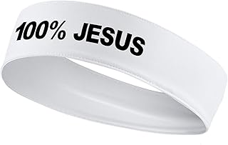 100% Jesus Sports Head Stretch Headband Soccer Fútbol Football White Black Athletics Fitness - Sweatband Headwrap Fan Gear Merch Ninja Bandana Bandera Moisture Wicking