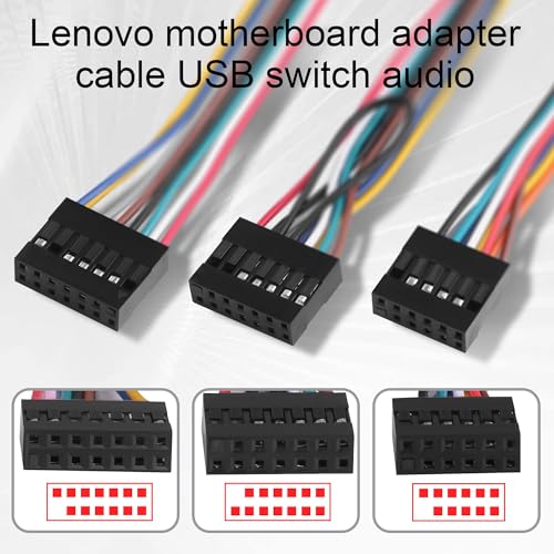 ELFJMZP Zestaw adapterów panelu przedniego płyty głównej: przełącznik zasilania/USB 2.0/złącze audio do płyt głównych do komputerów stacjonarnych (kompatybilny z Qitian/Yangtian/ThinkCenter) do