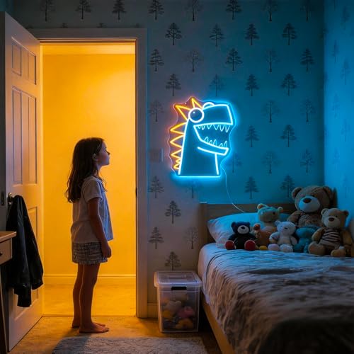Image of Funny Dinosaur Neon Sign for Wall Decor Led Signs Light Up Sign Room Decor Neon Lights Sign Dimmer Switch USB Powered