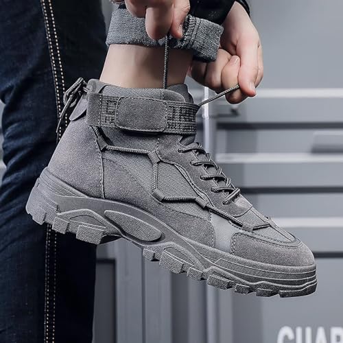 Men's Fashion Work Boots Soft Sole Tactical Military Boots Non Slip Combat Boots Mid Top Ankle Shoes for Men4
