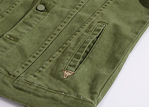 Dsdz Men`s Classic Slim Fit Motorcycle Denim Jacket Coat Green M(Asian 2Xl) #TOP3