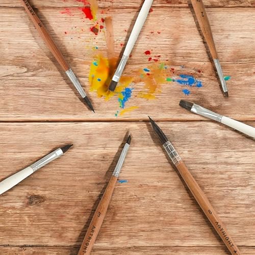Image of Cylindra MasterShape Artist Brush Set Assorted (7Pcs) - Mop, Angular, Round, Cat Tongue, Flat & Detail Brushes with ArtiFlex Micro Filaments for Acrylic, Watercolor & Gouache Painting