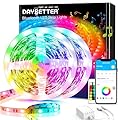 DAYBETTER Smart Led Lights 30 ft, 5050 RGB Led Strip Lights Kits with 24 Keys Remote, App Control Timer Schedule Led Music Strip Lights