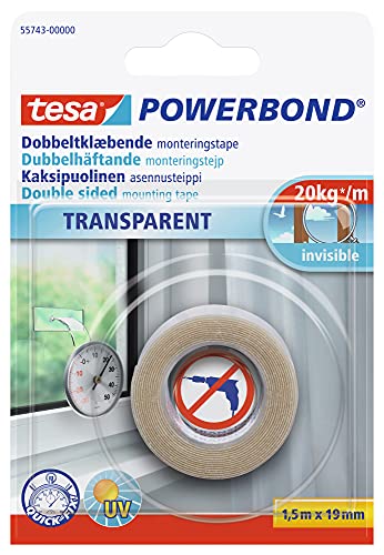 Tesa Powerbond Transparent, 1.5 m x 19mm 55743-00001-02