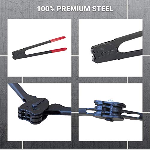 Idl Packaging C-3126 Double Notched Front Action Sealer/Crimper For 3/4" Steel Strapping – Durable Tool With Long Handle – Good For Horizontal And Vertical Operation – Heat-Treated Wearing Steel Parts #TOP5
