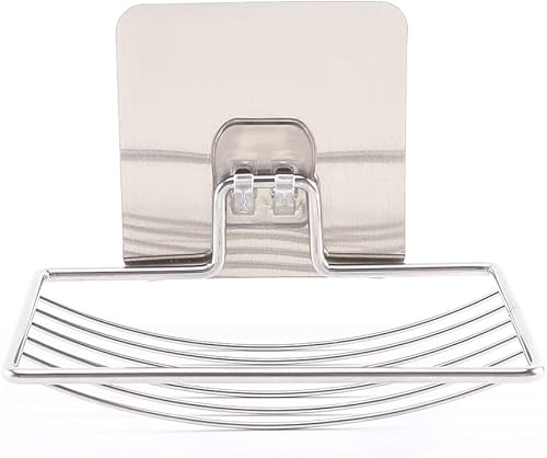Miniatura 1 de Jabonera de acero inoxidable, soporte de jabón autoadhesivo para colgar, estante de drenaje con ventosa, bandeja de ducha duradera, accesorios de