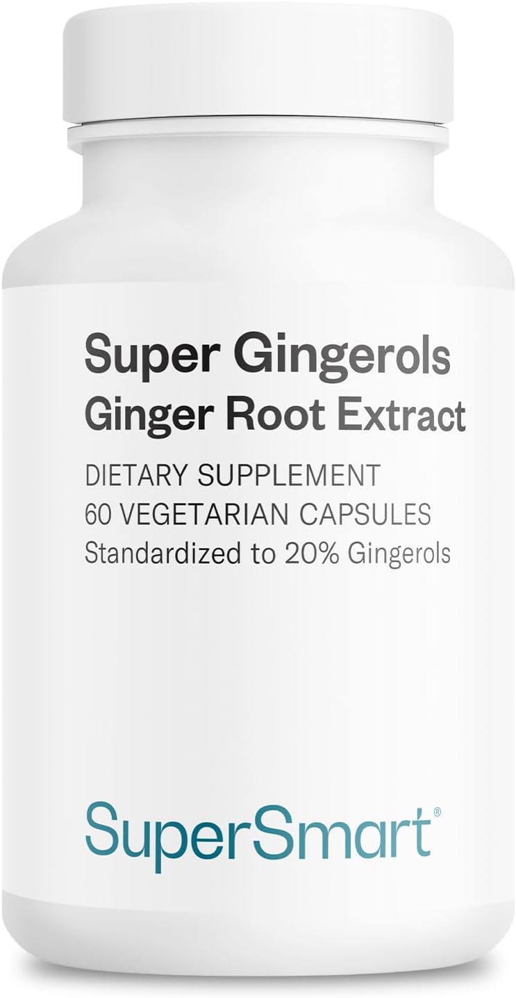 Supersmart - Super Gingerols 400mg per Day (High Potency 20% Gingerol) - Ginger Root Extract Supplement | Non-GMO & Gluten Free - 60 Vegetarian Capsules