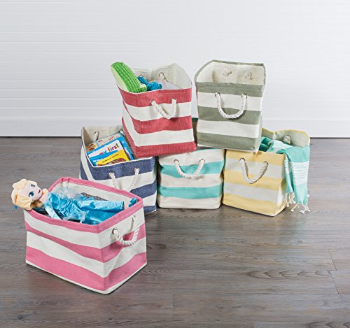Dii Woven Paper Storage Bin, Rugby Stripe, Gray, Small Bin #TOP4