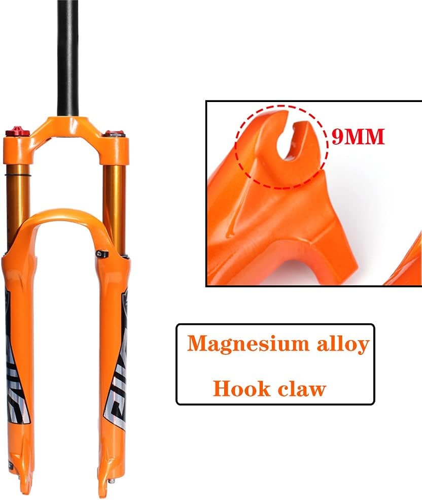 27.5/29 Inch Air Mountain Bicycle Suspension Fork, Travel:120mm Straight Steerer 1-1/8" MTB Front Fork Orange Accessories (Color : Black Shoulder Control, Size : 27.5)