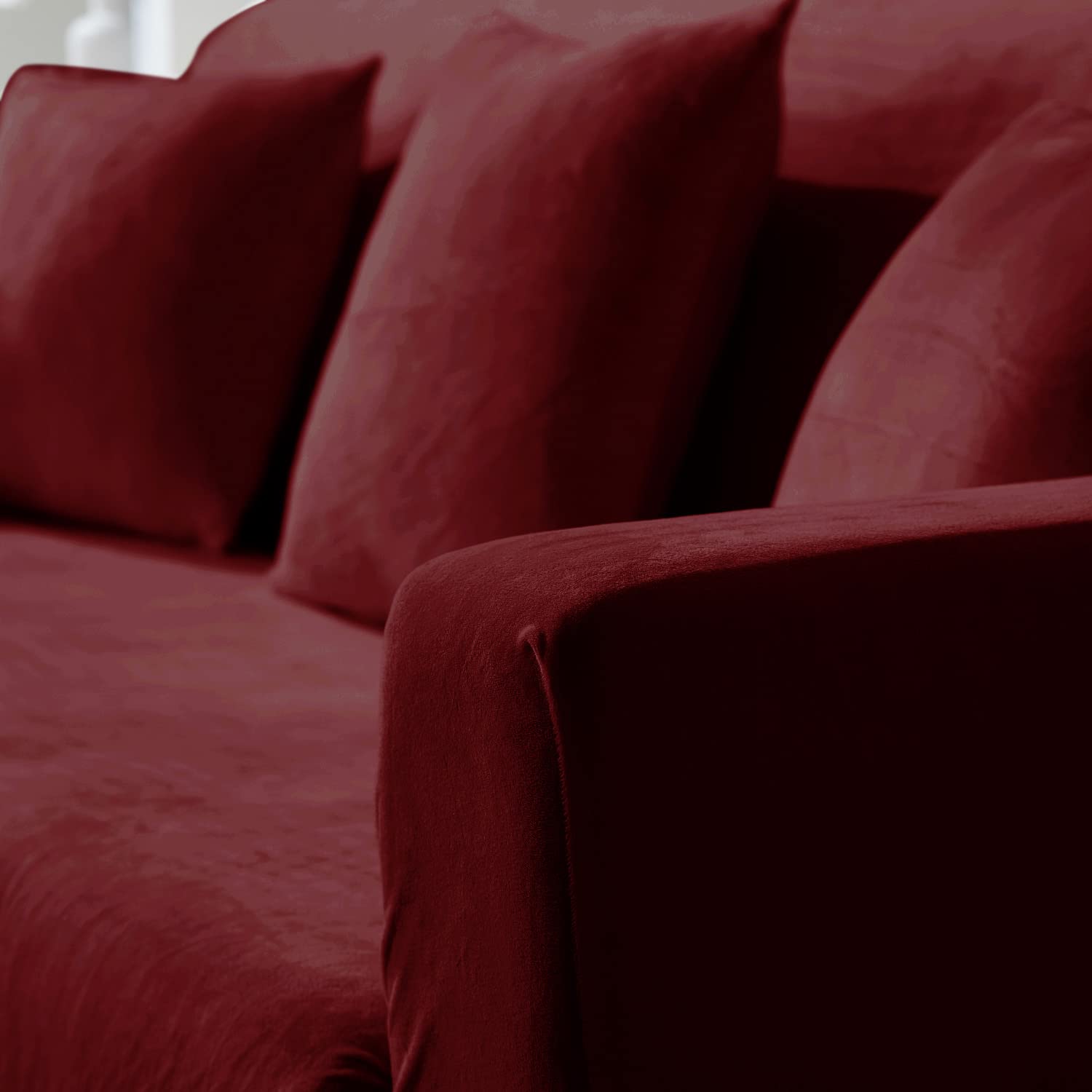 Burgundy Velvet Sofa Cover - 3 Seater -7