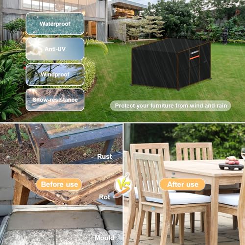 Miniatura 6 de Heimuni Funda Mesa Jardin Impermeable, 100x100x90cm Funda Mesa Exterior