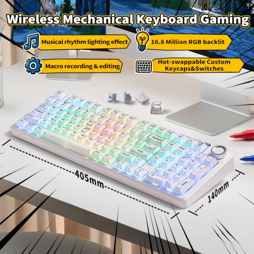 Image of LEOBOG X Aula Wireless Mechanical Keyboard 8000mAh Creamy Gaming Keyboards | Aula F99 Pro Multifunction Metal Knob,Hot Swappable Custom,RGB Backlit,Tri-Mode BT /USB-C /2.4GHz Connect,PBT Keycaps,Full Size