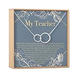 Dear Ava Infinity Interlocking Double Circle Connecting Necklace For Women - Modern Jewelry Pendant Love Gifting Idea for Her with Heartfelt Card - Appreciation Gift for Teacher Silver