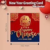 Papa Prints Chinese New Year Cards 2026 Year of the Horse Lunar New Year Card (145 x 150 mm) with Envelope - Image 2